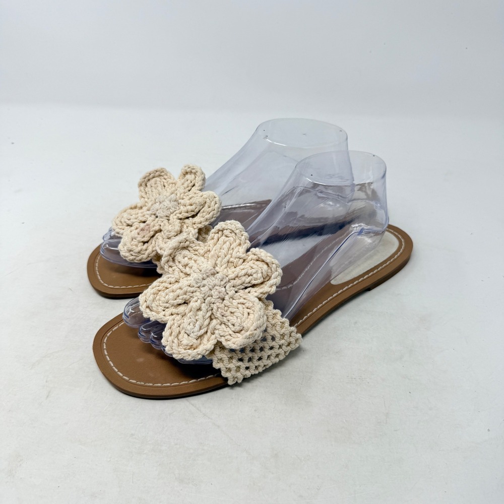 Zara Crochet Flower Slides Cream 41 Cottagecore Boho Summer Sandals